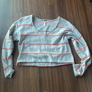 Free people striped grey cropped light summer sweater